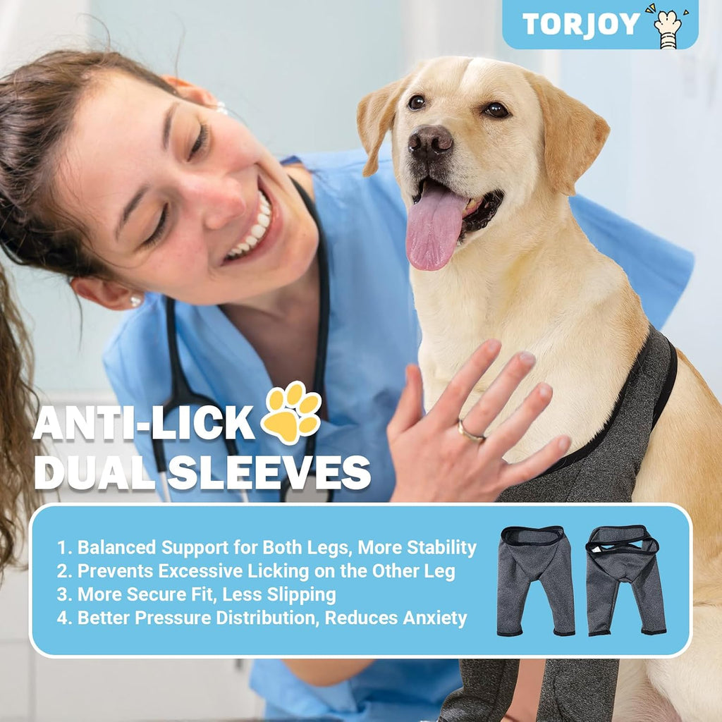 Dog Recovery Sleeves for Front Legs, Cone Collar Alternative, Waterproof & Washable, ACL/CCL Surgery Recovery, Abrasion Resistant, Prevents Licking & Scratching（Heather Gray,L）