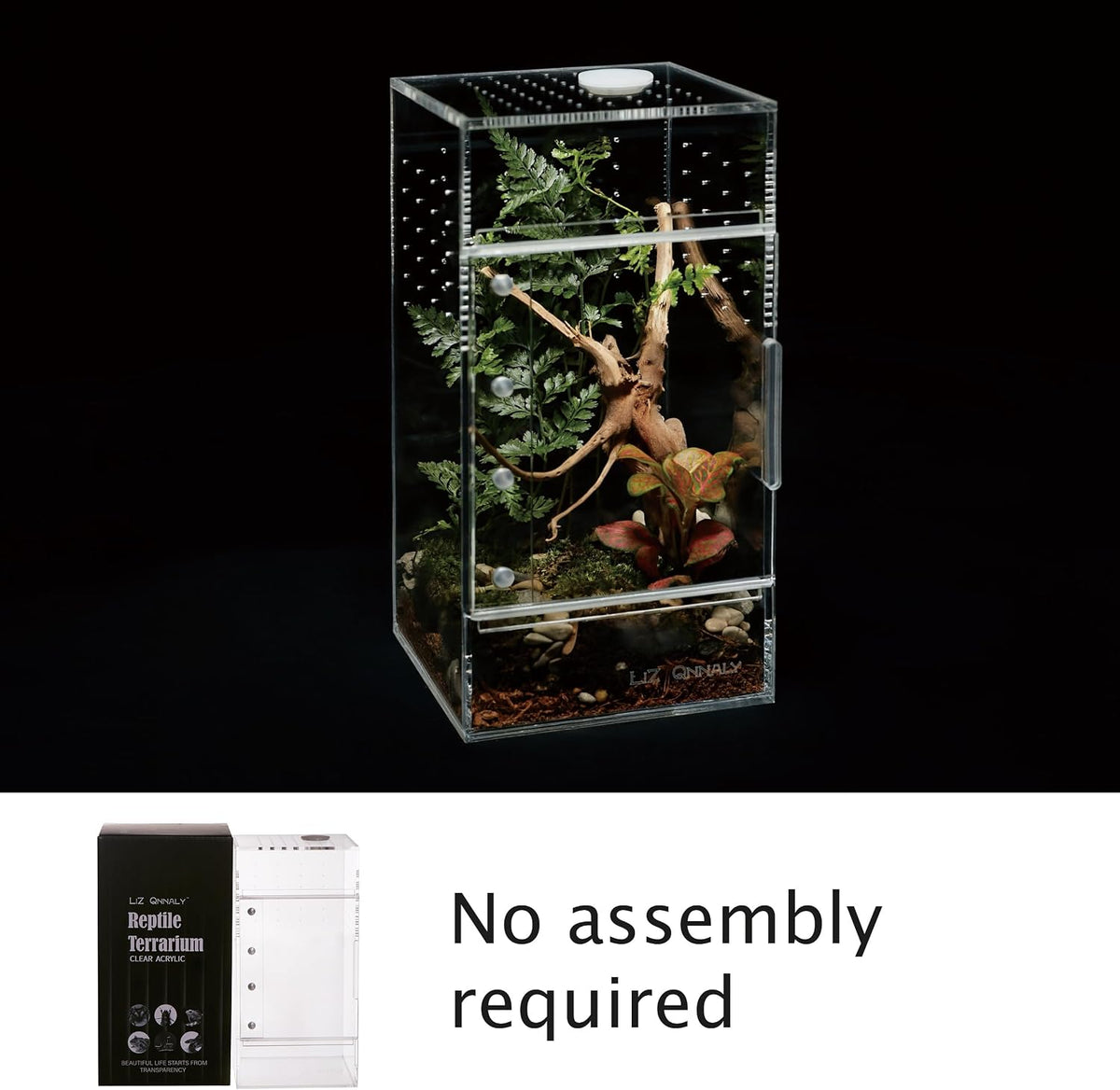 Acrylic Terrarium for Reptiles & Spiders – Small/Medium/Large Leak-Proof Enclosure (Horizontal/Vertical) | Ideal for Tarantulas, Jumping Spiders, Frogs & Geckos(Small, Vertical)