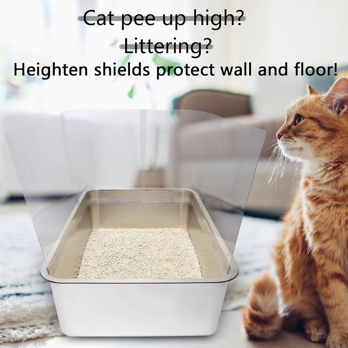 4PCS Cat Litter Box Pee Shields,Transparent Easy Clean Splash Guard
