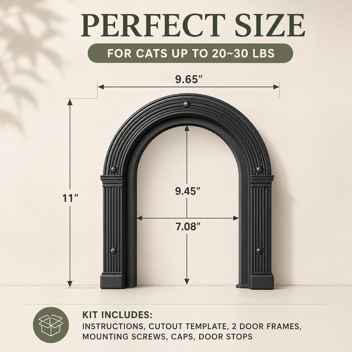 Cat Door for Interior Doors Large Cat Door for Cats Up to 25 lbs, No-Flap