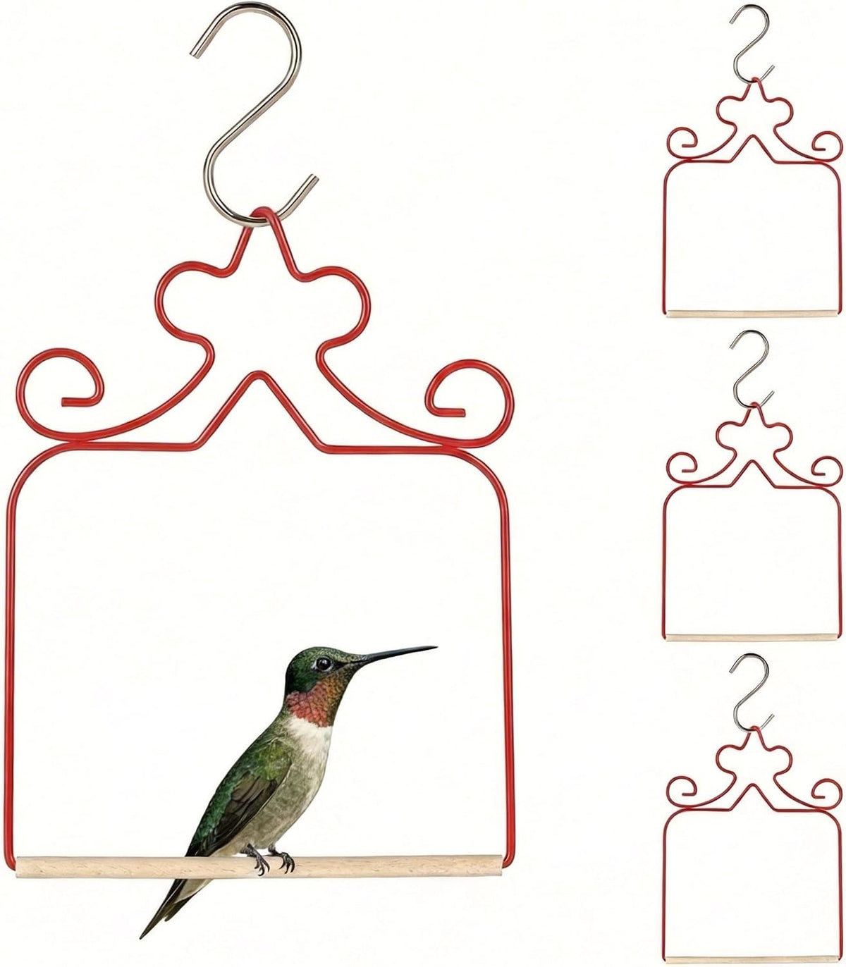 4-Pack Metal Hummingbird Swings Black