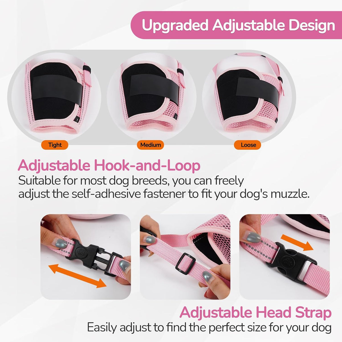 LelePet 2 Pack Soft Air Mesh Muzzles for Large Sized Dogs, Pink, L