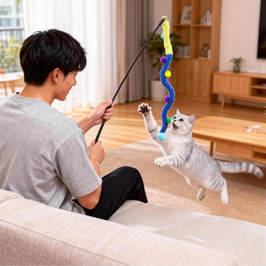 Collapsible Window Perch for Indoor Cats, Large Cats & Kittens - Equipped with a Cat-Catching Stick, Solid Metal Frame, Soft Cover, Strong 4 Suction Cup Wall Mount