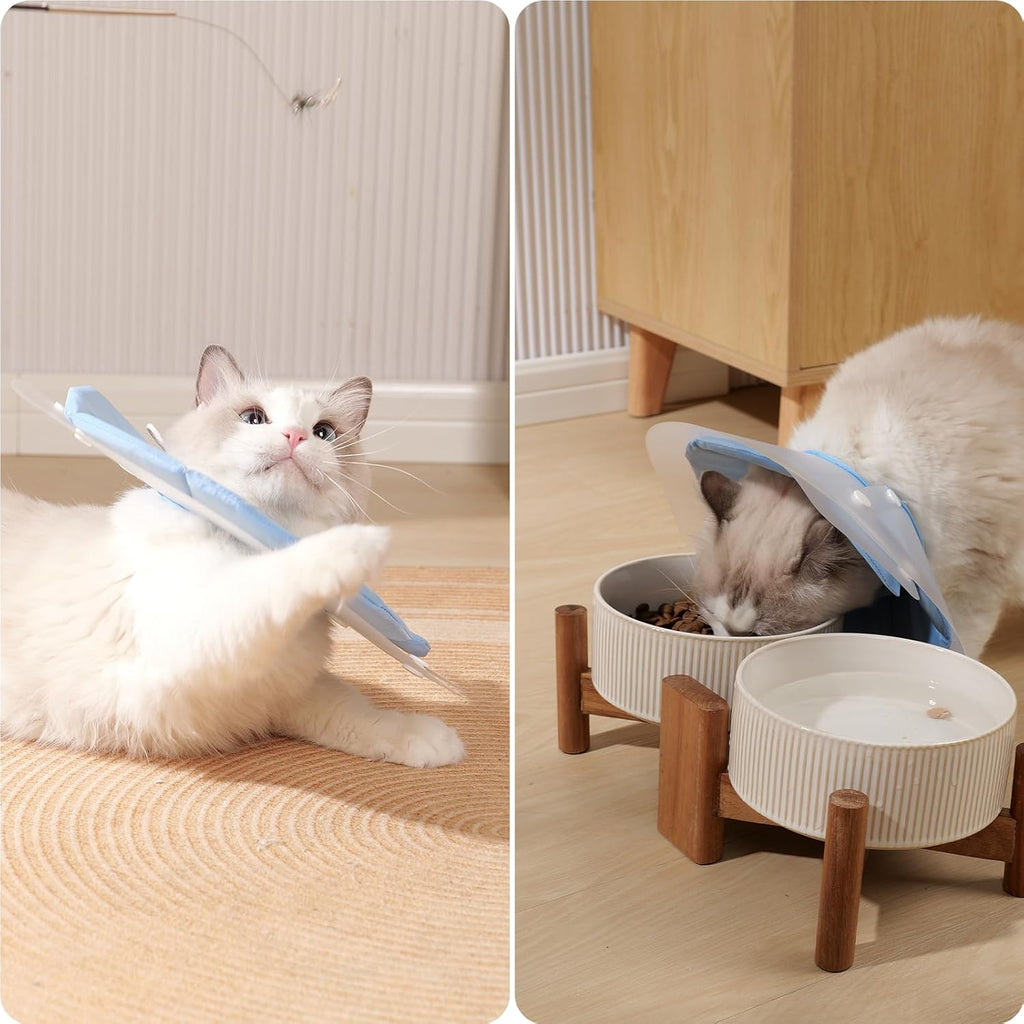 Dual Layer Cat Cone, Dual-Purpose Model Lightweight All-Around Protective Neck After Surgery E Collar to Wound (Blue S (4.7inch- 9.8inch))