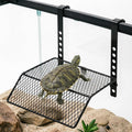 FMOACEN Hanging Turtle Basking Platform Heavy Duty Metal Dock Non-Slip Ramp Height Adjustable Dual Hooks Easy Install Fits 10-20 Gallon Tanks Reptile Tank Accessories for Baby Turtle Frogs
