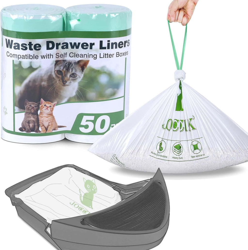 Cat Litter Box Liner Compatible with Litter Box Robot 4 & 3, Waste Bags 100 Pack, Waste Drawer Liners Heavy Duty White