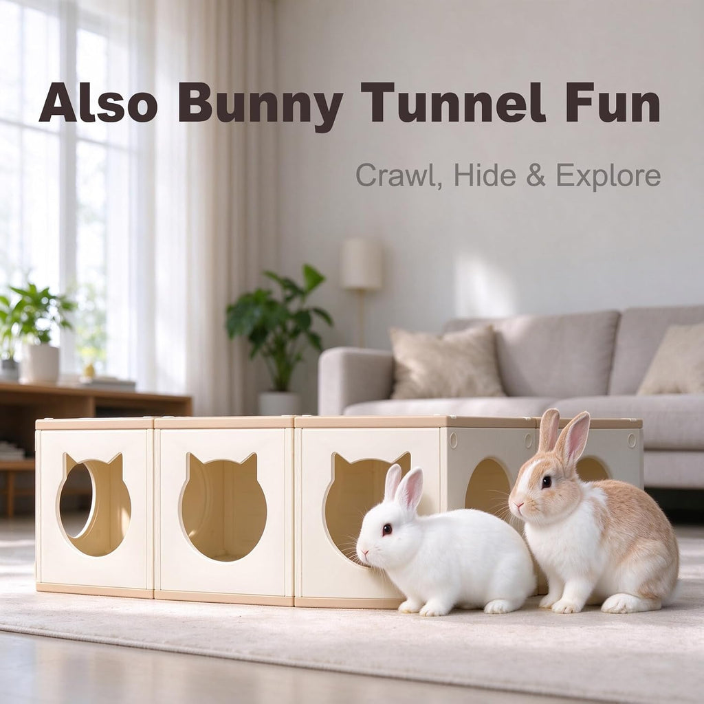 Stackable HDPE Cat Tree Tunnel Hideout, 2-in-1 Playhouse for Indoor Cats