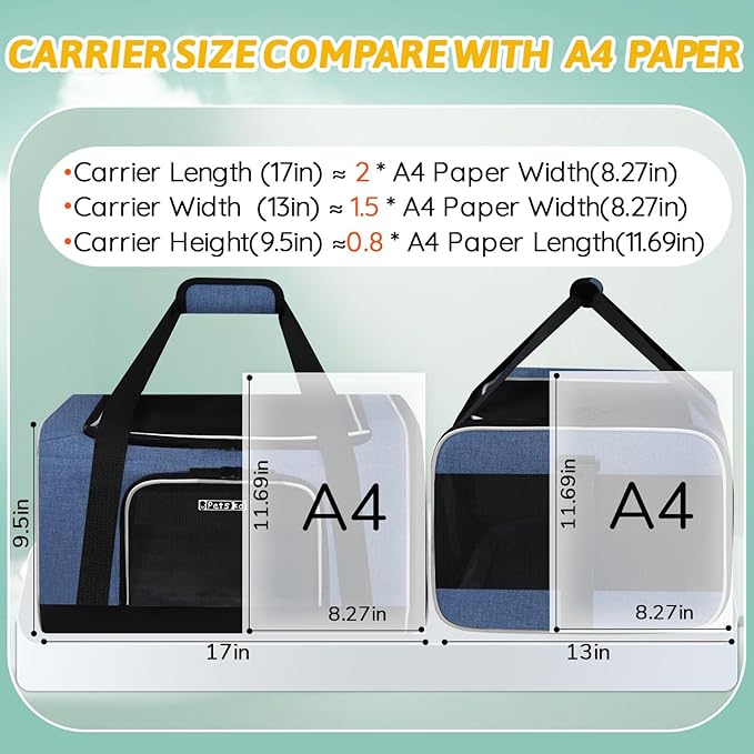 Petskd Pet Carrier 17x13x9.5 Southwest Airline Approved, Pet Travel Carrier Bag - Image 3