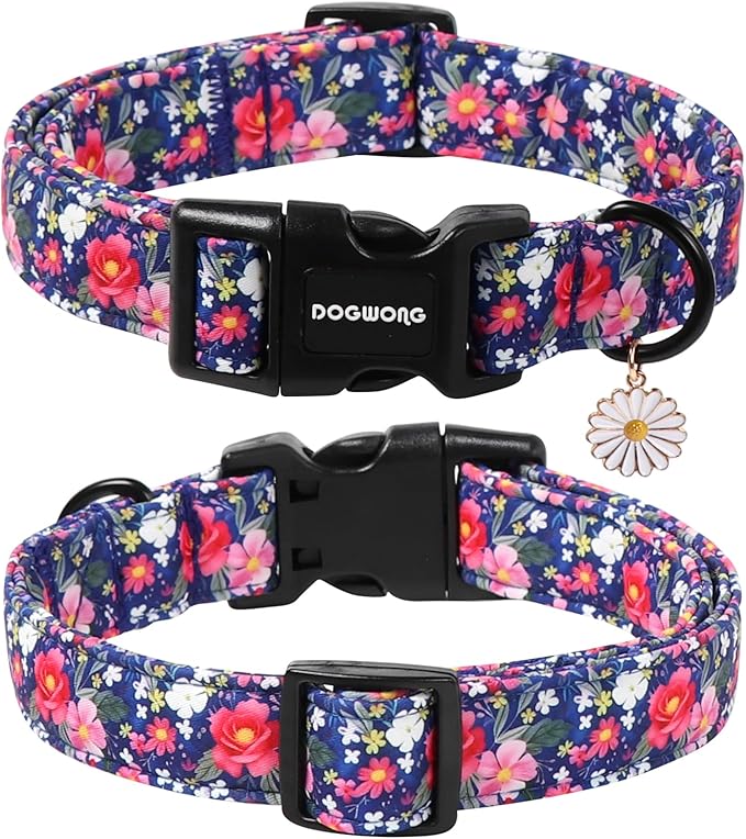 DOGWONG Blue Flower Dog Collar, Cute Adjustable Floral Collar, Girl Female Dog - Image 2