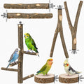 Novabright 6 Pack Natural Wood Bird for Cage Perches Wooden Parrot Stand with Fork Toys Hanging Multi Branch Platform Hanging Grapevine Parrot Perch for Parakeets Budgies Pet Bird Accessories
