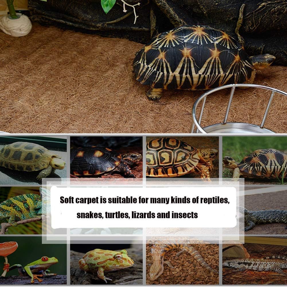 Hamiledyi Reptile Carpet Natural Coconut Fiber Tortoise Carpet Mats 4PCS