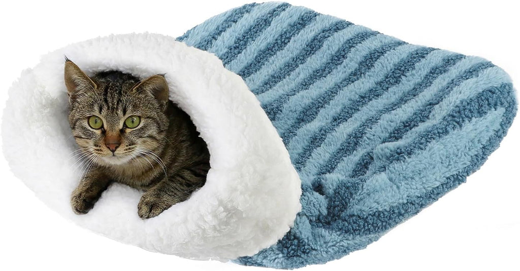 Cat Sleeping Bag Tunnel 360° Wrap Pet House Bed Warm Winter Sleeping Cuddler Cushion Hideaway Cave Plush Portable Soft Washable Room for Small Kitten Puppy Animals