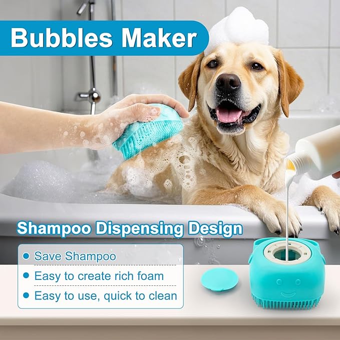 Enmaipet 4-in-1 Dog Grooming Brush, Dog Bath Brush Set, Adjustable Handle - Image 2