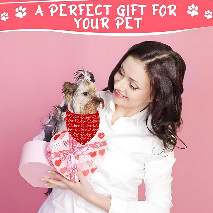 Heart Dog Bandanas 2 Pack, Mother’s Day Dog Bandanas, Triangle Reversible Love - Image 3
