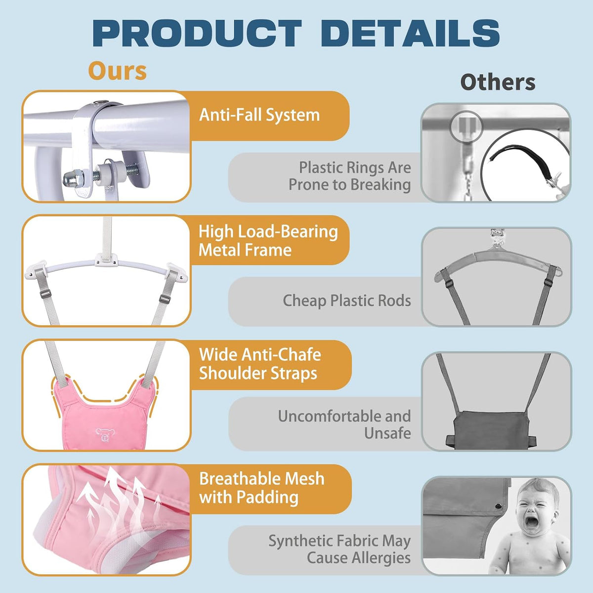 2 in 1 Baby Jumper & Swing, Foldable Stand, Toddler Swing Set for Indoor & Outdoor