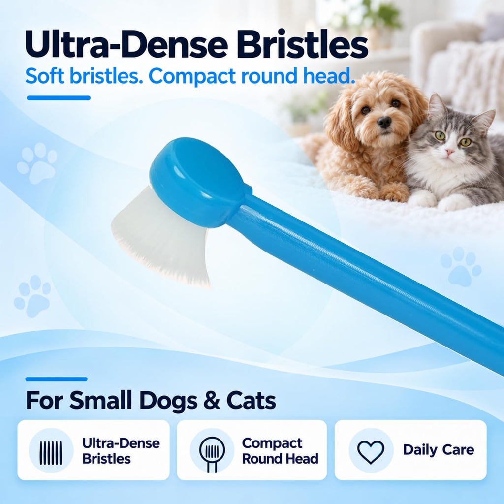 Cat & Dog Toothbrush Set (4-piece), Soft-bristled pet Toothbrush, Suitable for Kittens and Puppies, for Teeth Care and Cleaning