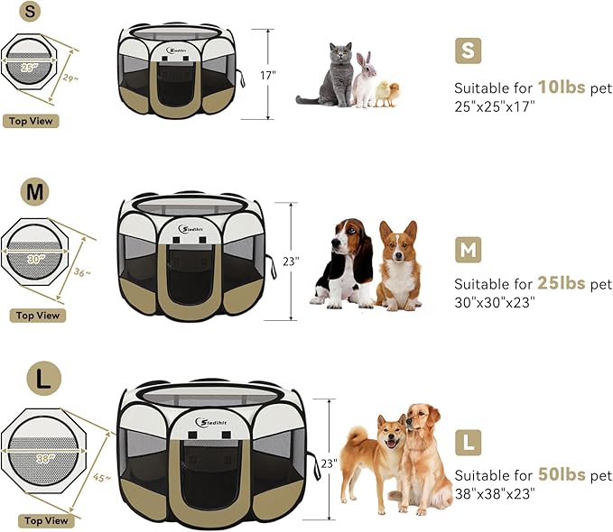 Dog Cat Playpen, Small Puppy Pet Playpen, Dog Crate Tent Cage Indoor/Outdoor - Image 8