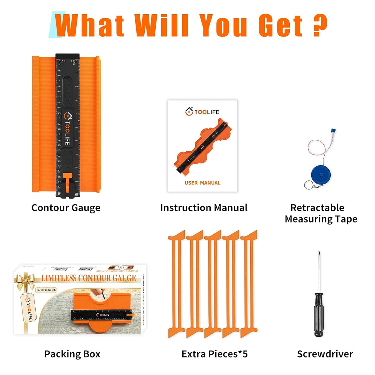 TOOLIFE 10 Inch Contour Gauge Profile Tool with Unlimited Connection