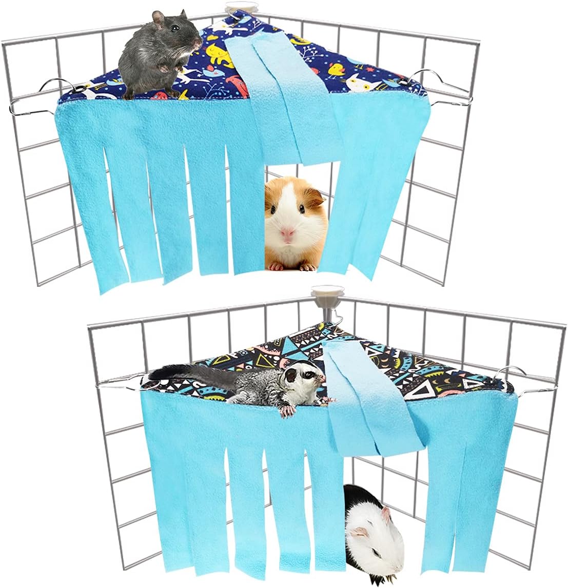 2 Pieces Guinea Pig Hideout Rat Corner Hideaway Peekaboo Toys Cage Accessories Hidden Habitat Tent Toys for Ferrets Chinchillas Sugar Glider Small Pet Animals