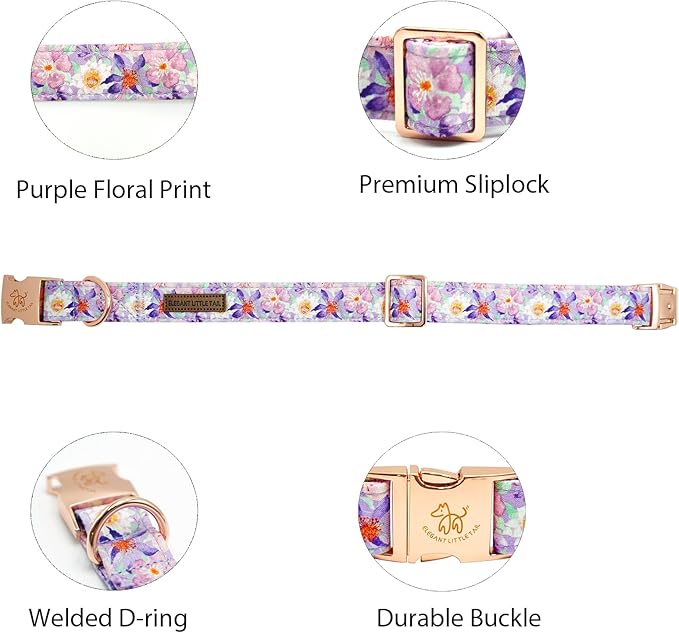 Elegant little tail Dog Collar, Rose Print Pet Collar Summer Dog Collar Durable - Image 2