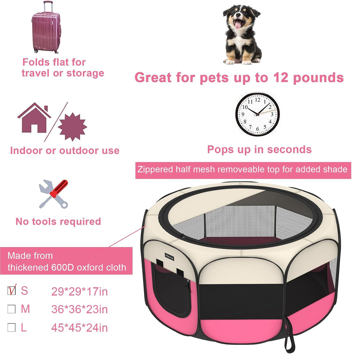 Portable Pet Playpen Puppy Pen Dog Tent Cat Playpen