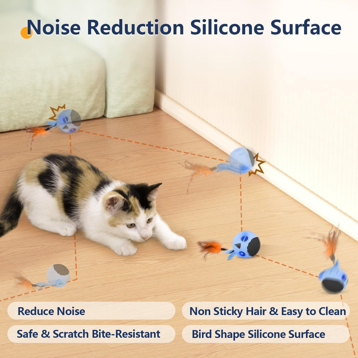 Cat Toys Ball, Smart Motion Sensor Moving Ball with 4 Sounds& 3 Speed Modes