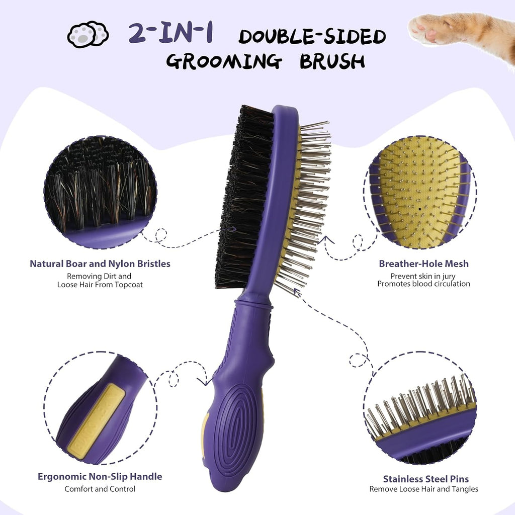 2PCS Pet Grooming and Deshedding Brush Tools