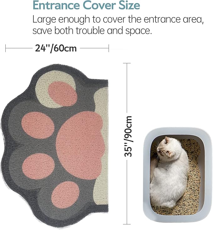 Cute Cat Litter Mat 35”x24”, Litter Box Mat, Litter Trapping Mat, Soft on Kitty - Image 3