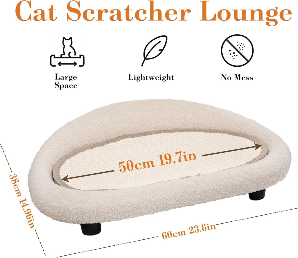 Cat Sisal Scratcher Bed with Refill Pad, Horizontal Scratching Sofa, Sisal Couch for Indoor Cats, Off-White Color