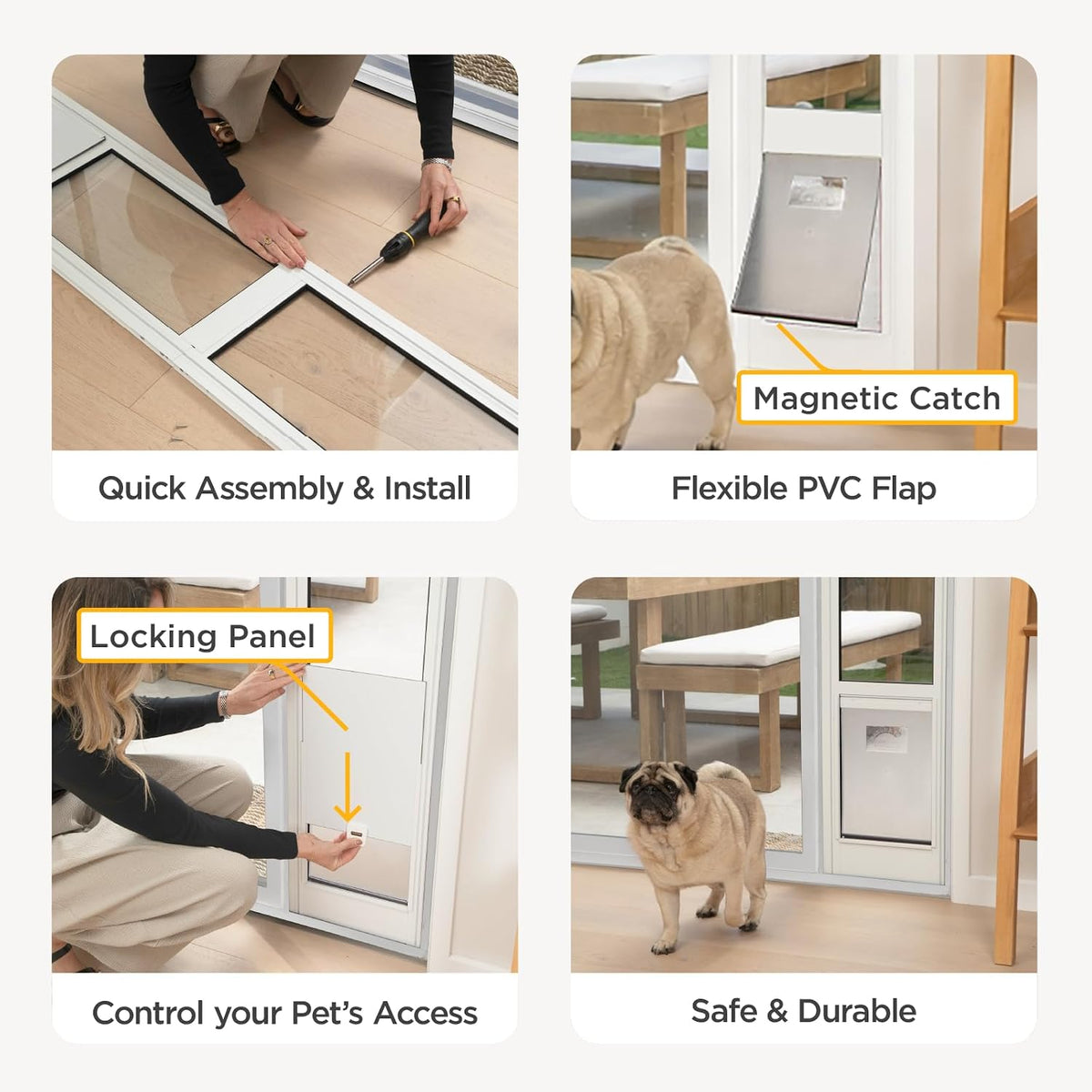 Hakuna Pets Dog Door for Sliding Glass Door - Tempered Glass Patio Insert