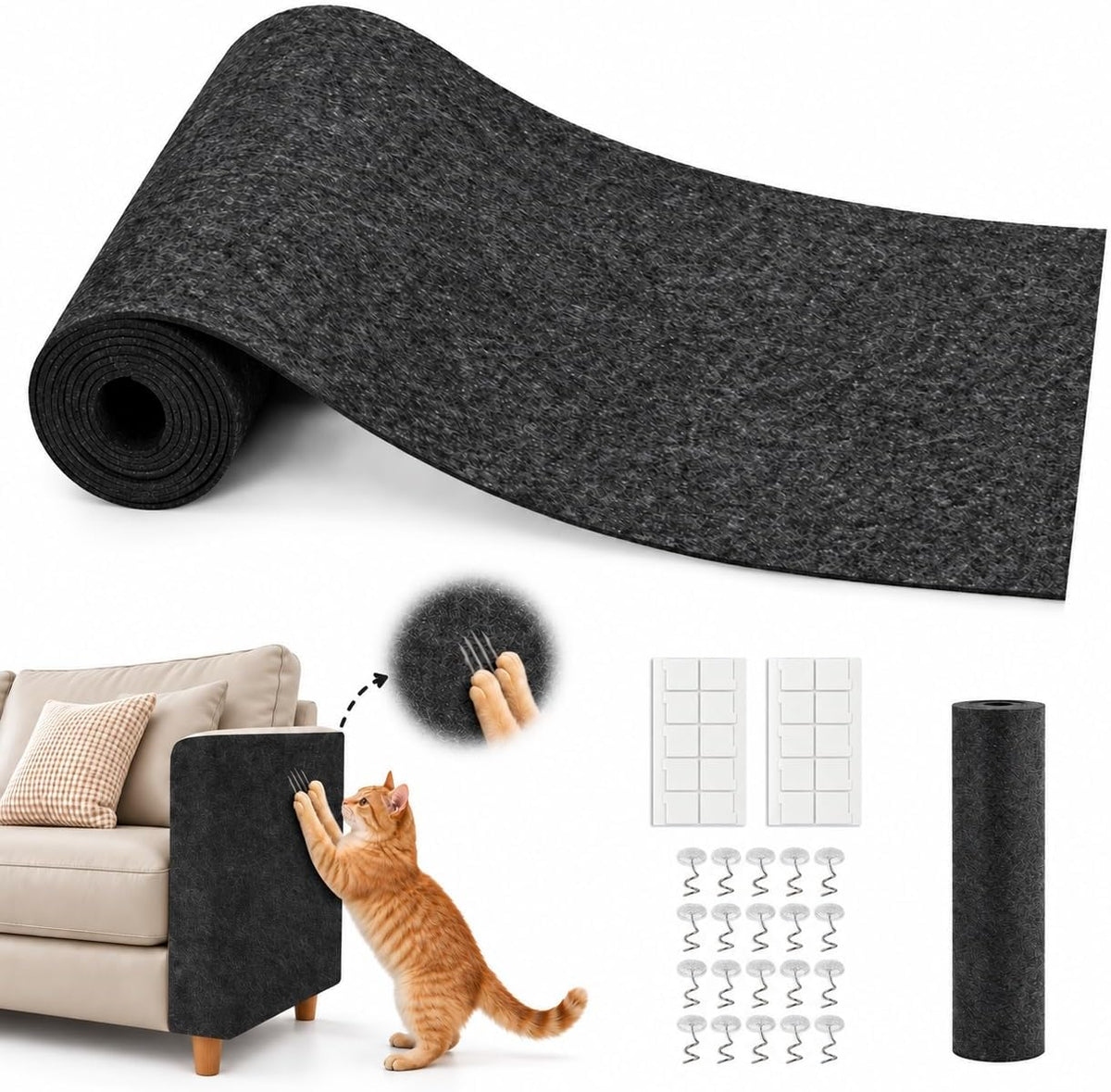 Cat Scratch Furniture Protector, Couch Protector from Cat Claws, Beige