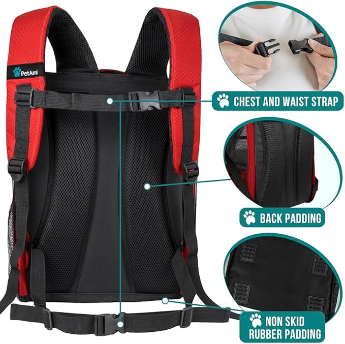 PetAmi Dog Backpack Carrier for Small Large Cat, Ventilated Pet Hiking Backpack - Image 5