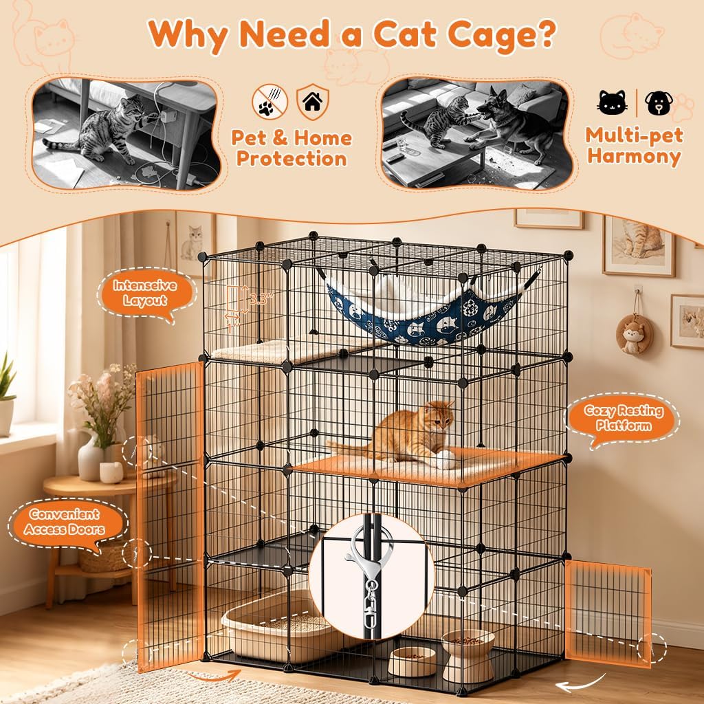 COMHOMA Cat Cage DIY Cat Enclosures Catio for Kitten (41"x 27"x 55")