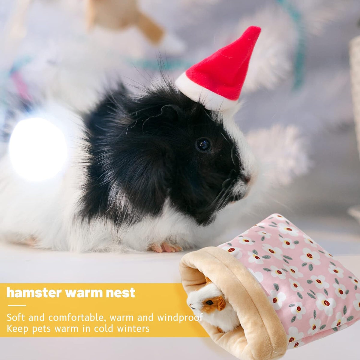 Yoxebo Hamster Sleeping Bag,Winter Soft Warm Bed Plush Small Pet Nest Snuggle Sack Hideout Pouch for Hedgehog Guinea Pig Squirrel Animals,Random Color Multi-colored 7.9x9.8 in