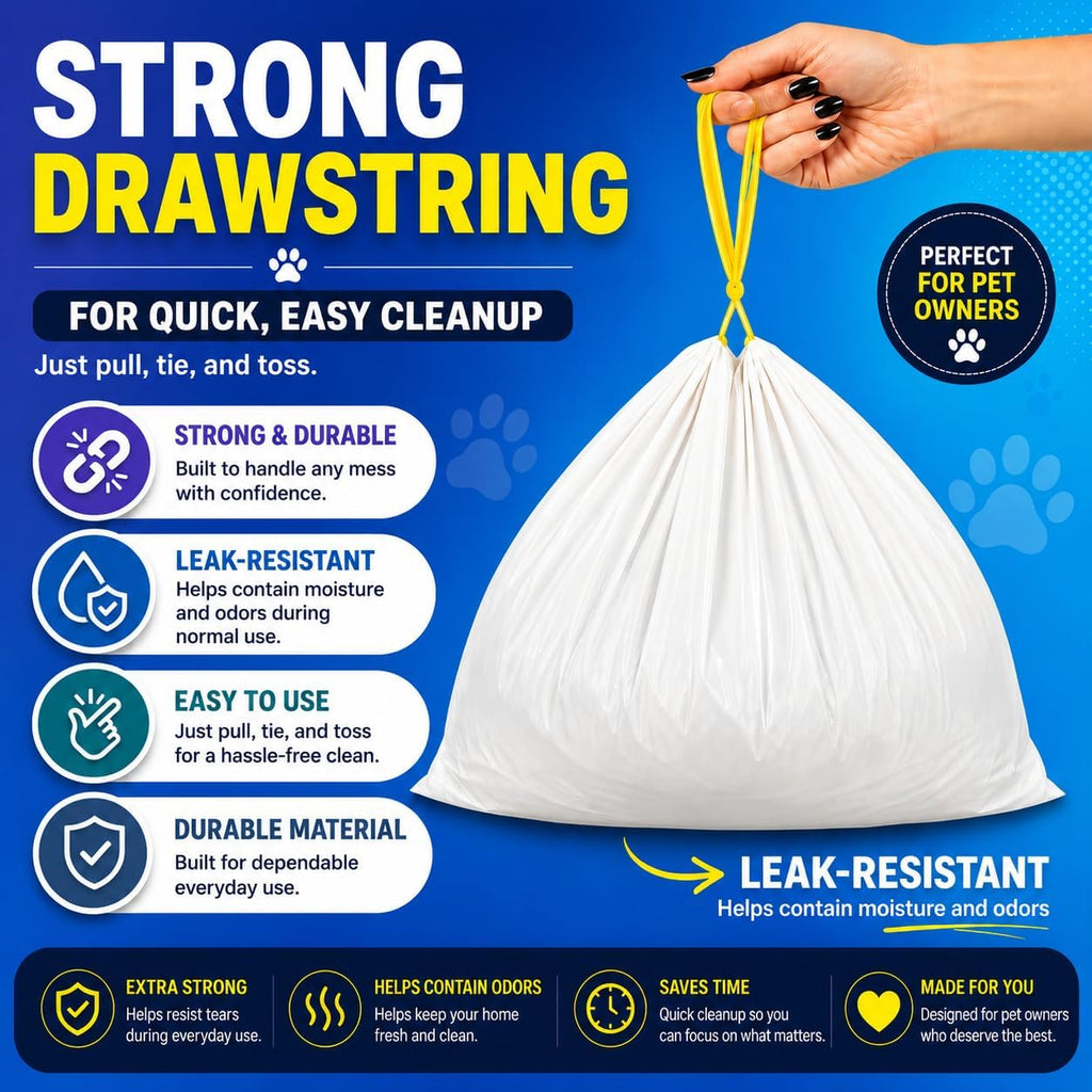 Cat Litter Box Liners Drawstring XL (30 Bags) 39" x 17" Super Jumbo Scratch Resistant Extra Heavy 2 Mil Disposable Litter Box Liner Cat Litter Tray Bags (30 Count)