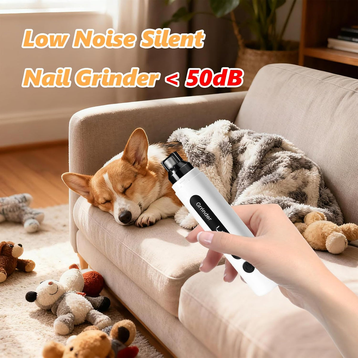Dog Nail Grinder, 5-Speed Adjustable Pet Nail Trimmer for Dogs & Cats