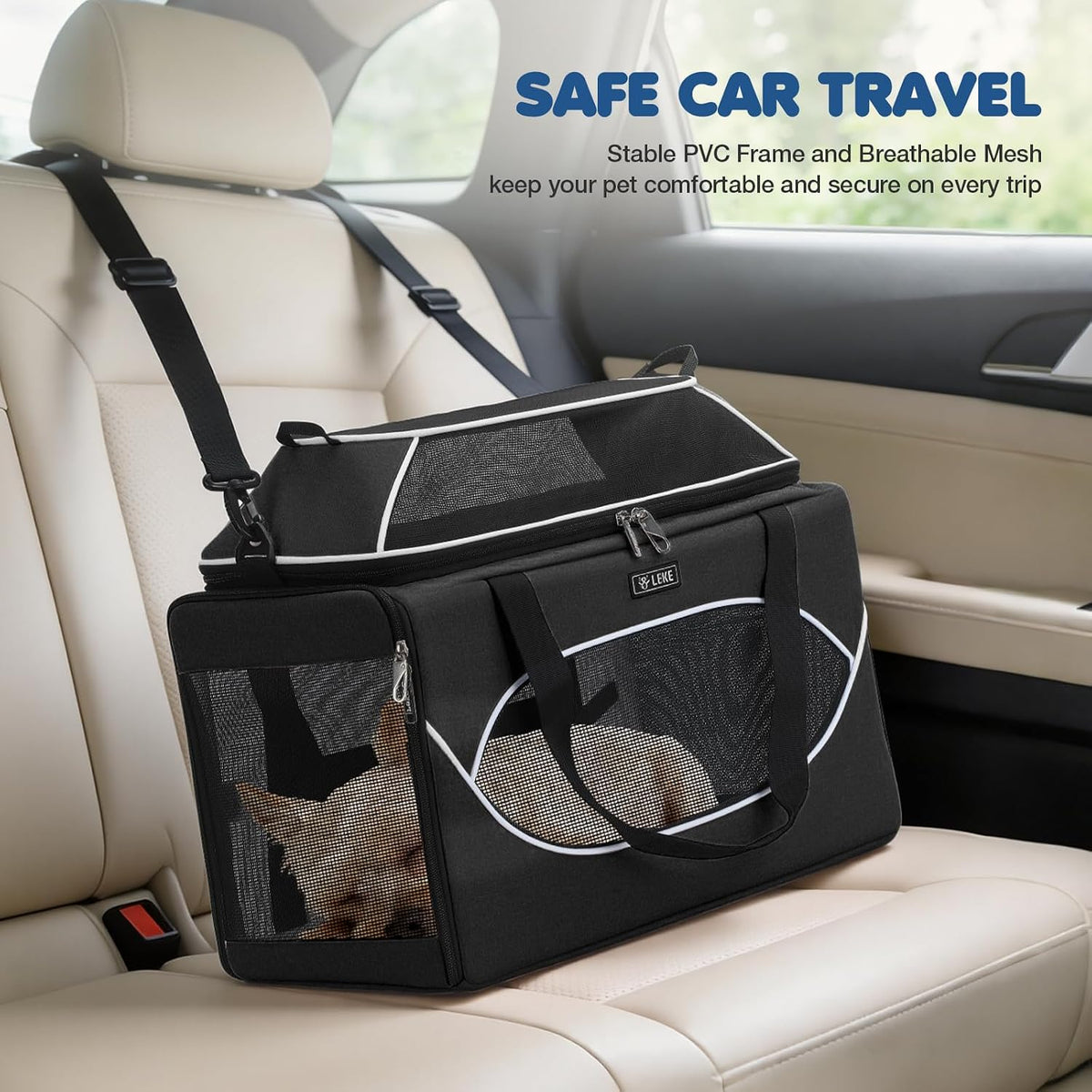 Lekereise Top-Expandable Pet Carrier 18x11x11 Inch Airline Approved Travel