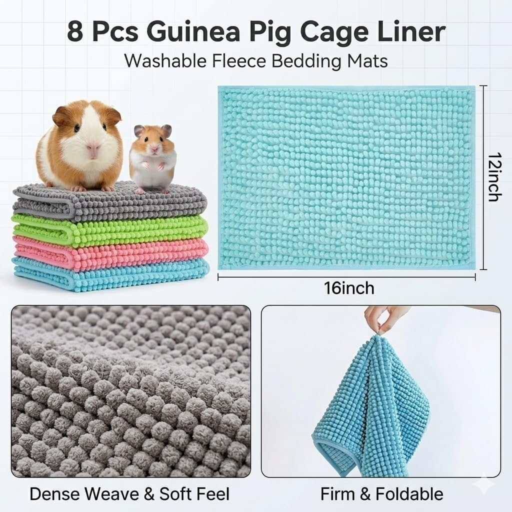 Guinea Pig Cage Liner, 8 Pcs, 16x12 Inch