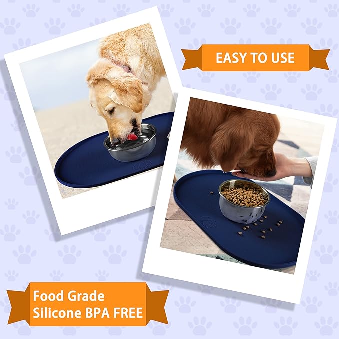100% Waterproof 0.5" Raised Edge BPA Free Silicone Dog Food Mat, Pet Cat - Image 7