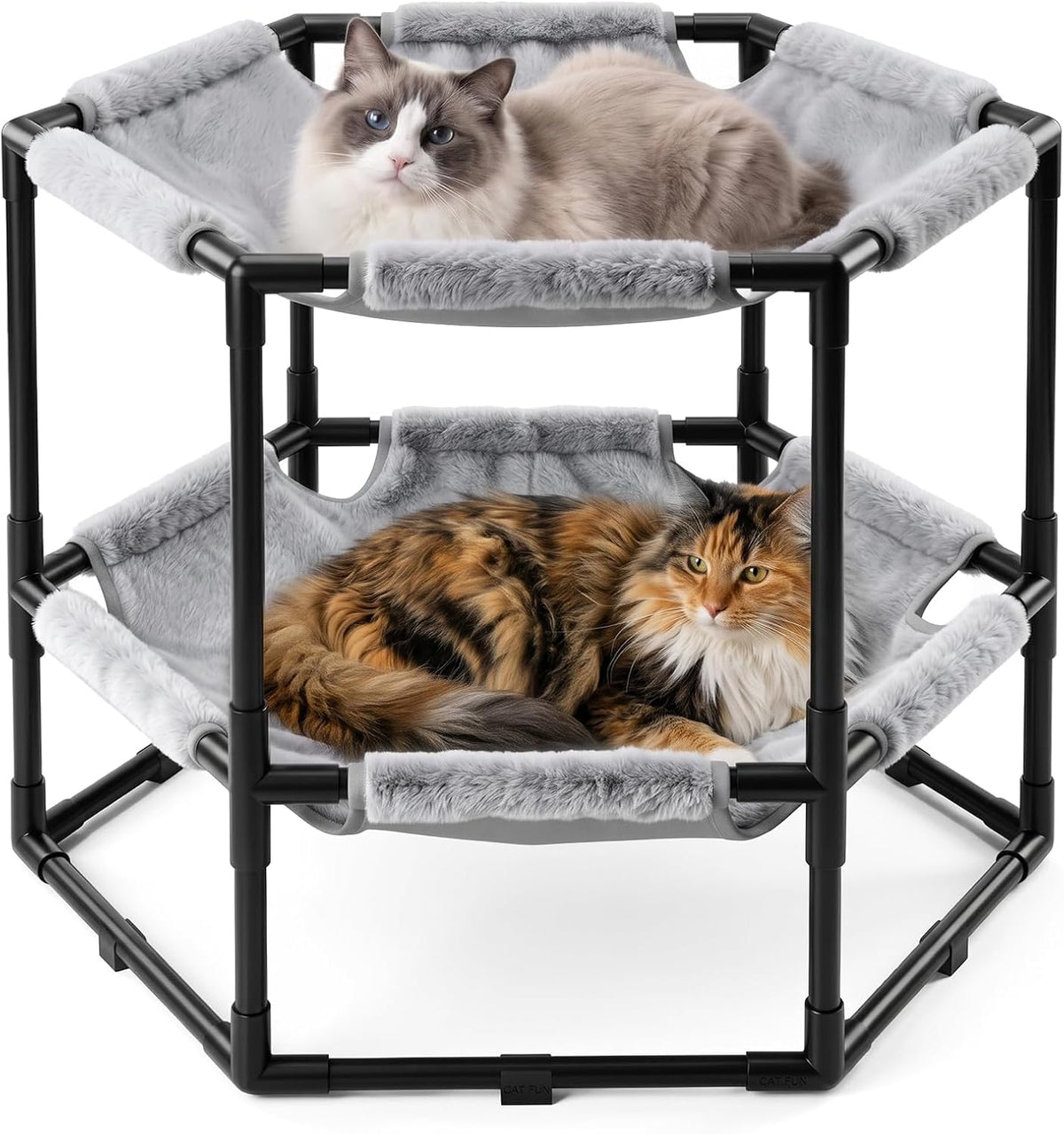 Elevated Cat Hammock Bed, Hexagon Raised Cat Bunk Bed Swing Cot Chair Seat