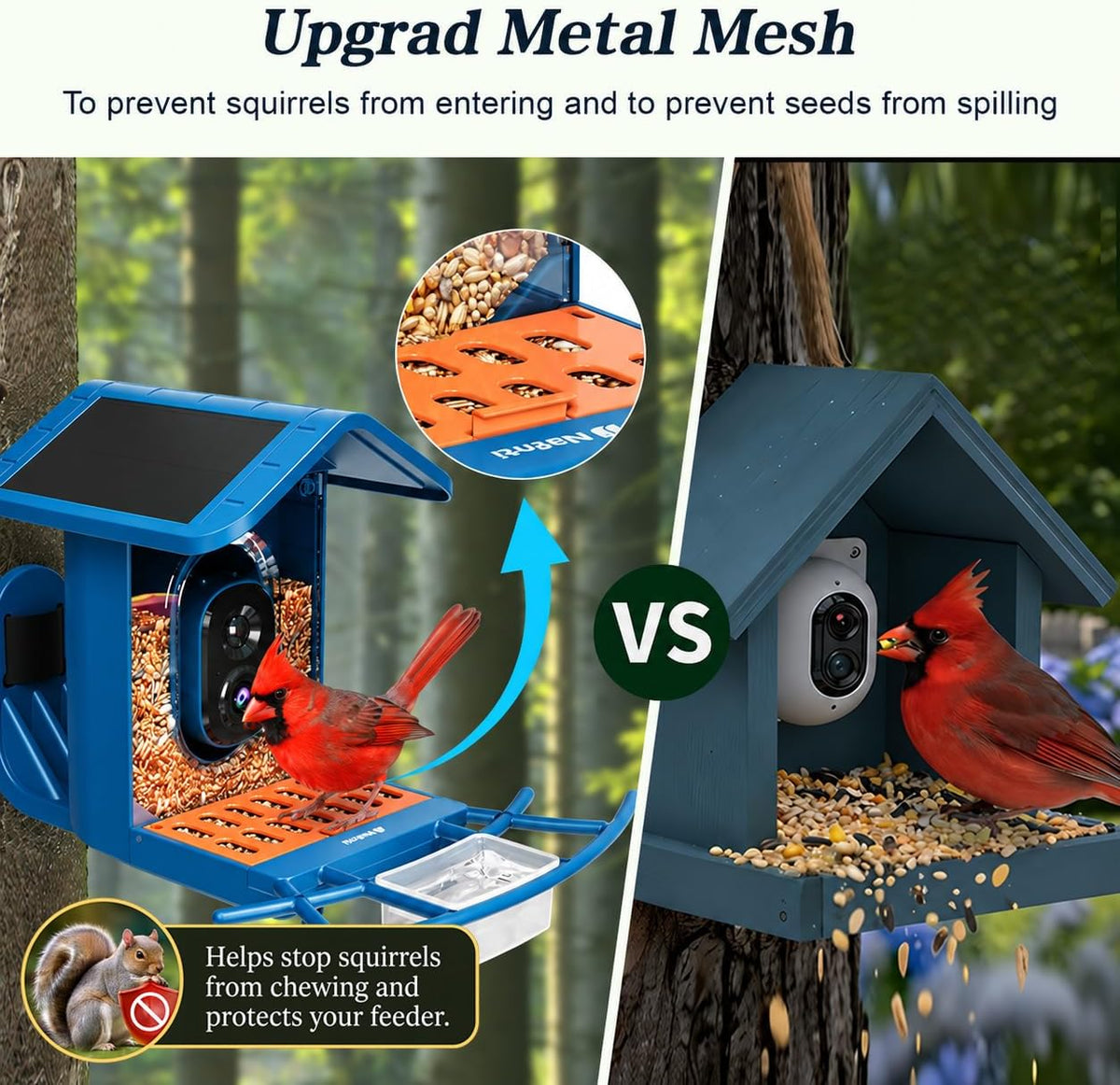 Smart Bird Feeder with Camera 5GHz No Subscription, Solar Powered