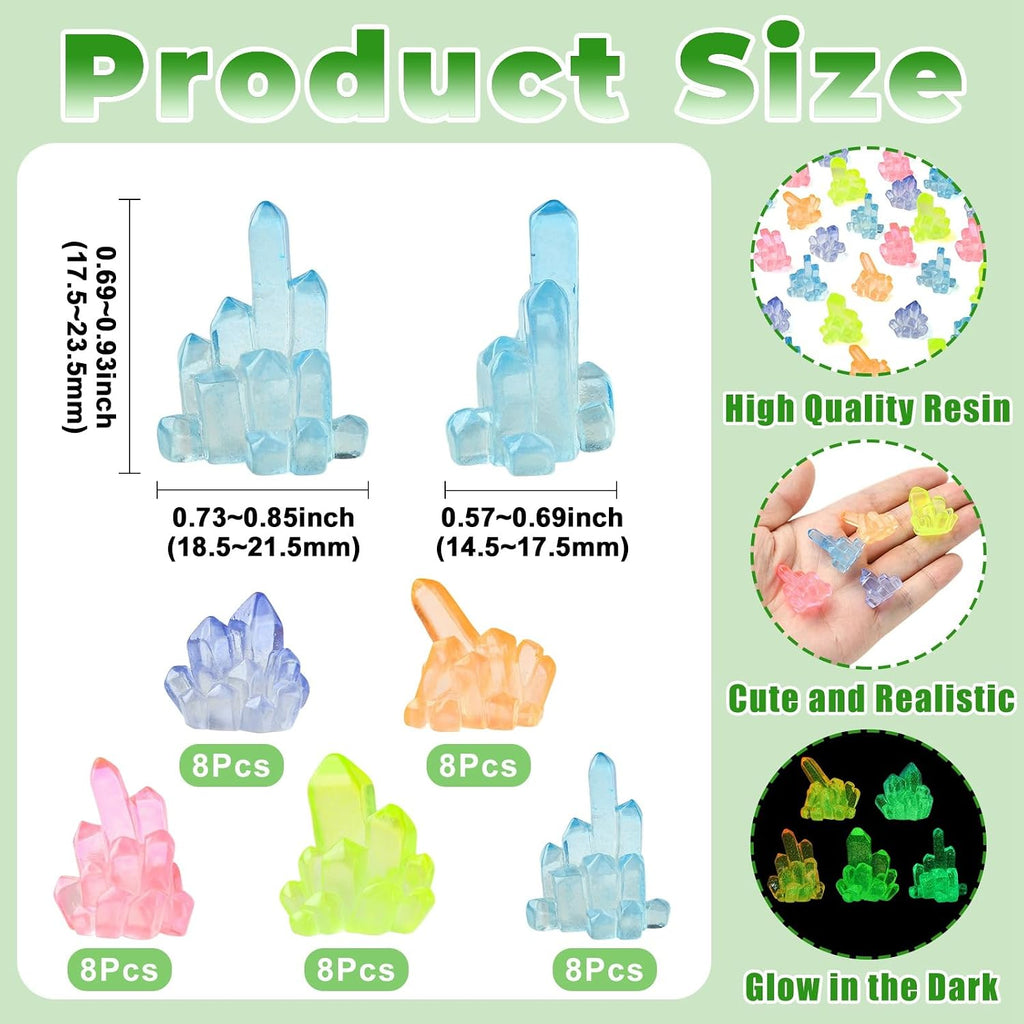Ipotkitt 40pcs Resin Glow Crystal Betta Stones for Fish Tank Decor
