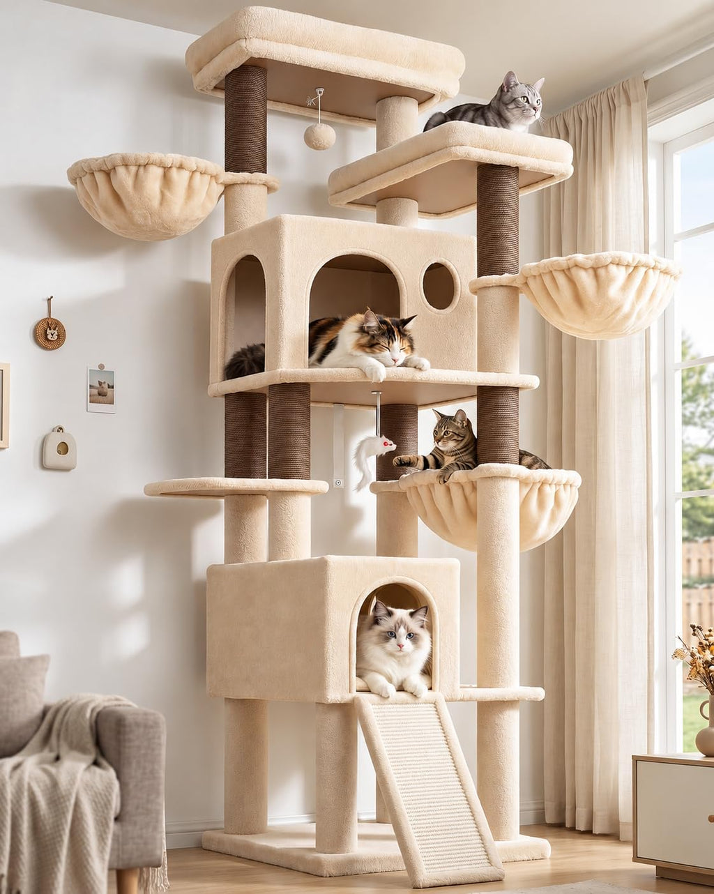 Globlazer 80in Tall Cat Tree for Large Cats, Sturdy Indoor Cat Tower, F80K