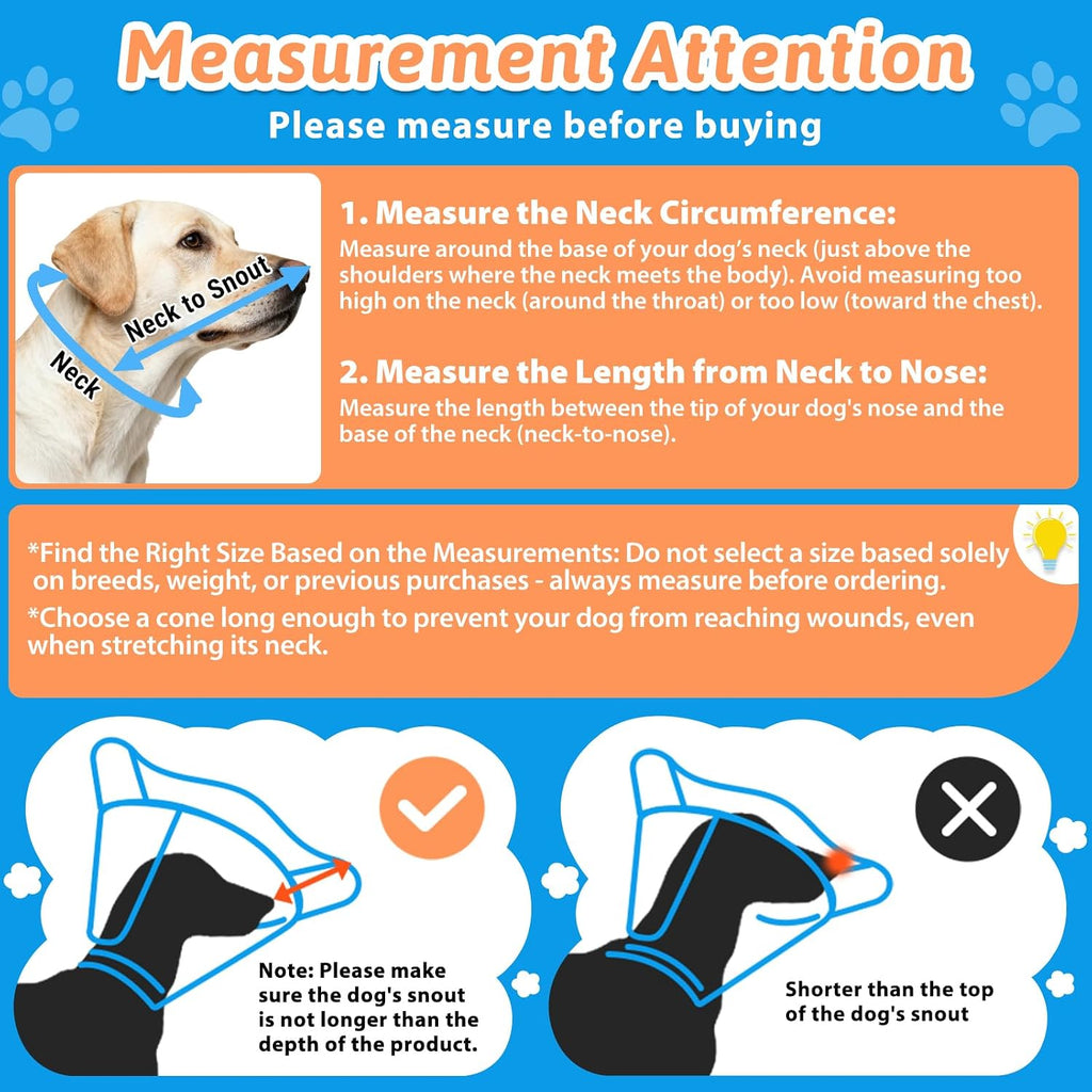 Extended Dog Cone to Stop Licking, Adjustable Depth, Transparent