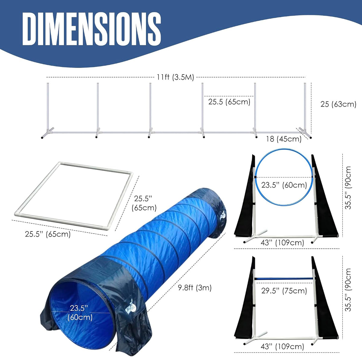 Dog Agility Course Backyard Set, Dog Agility Equipment, Weave Poles, Jumps