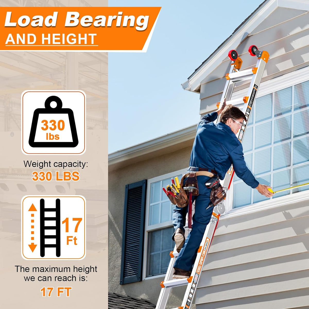 17FT Multi-Position Telescoping Ladder, A-Frame and Extension