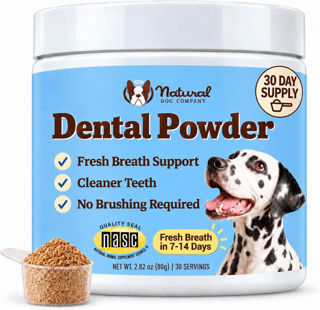 Natural Dog Company Dog Dental Powder for Dogs, Teeth Cleaning, 2.82 oz