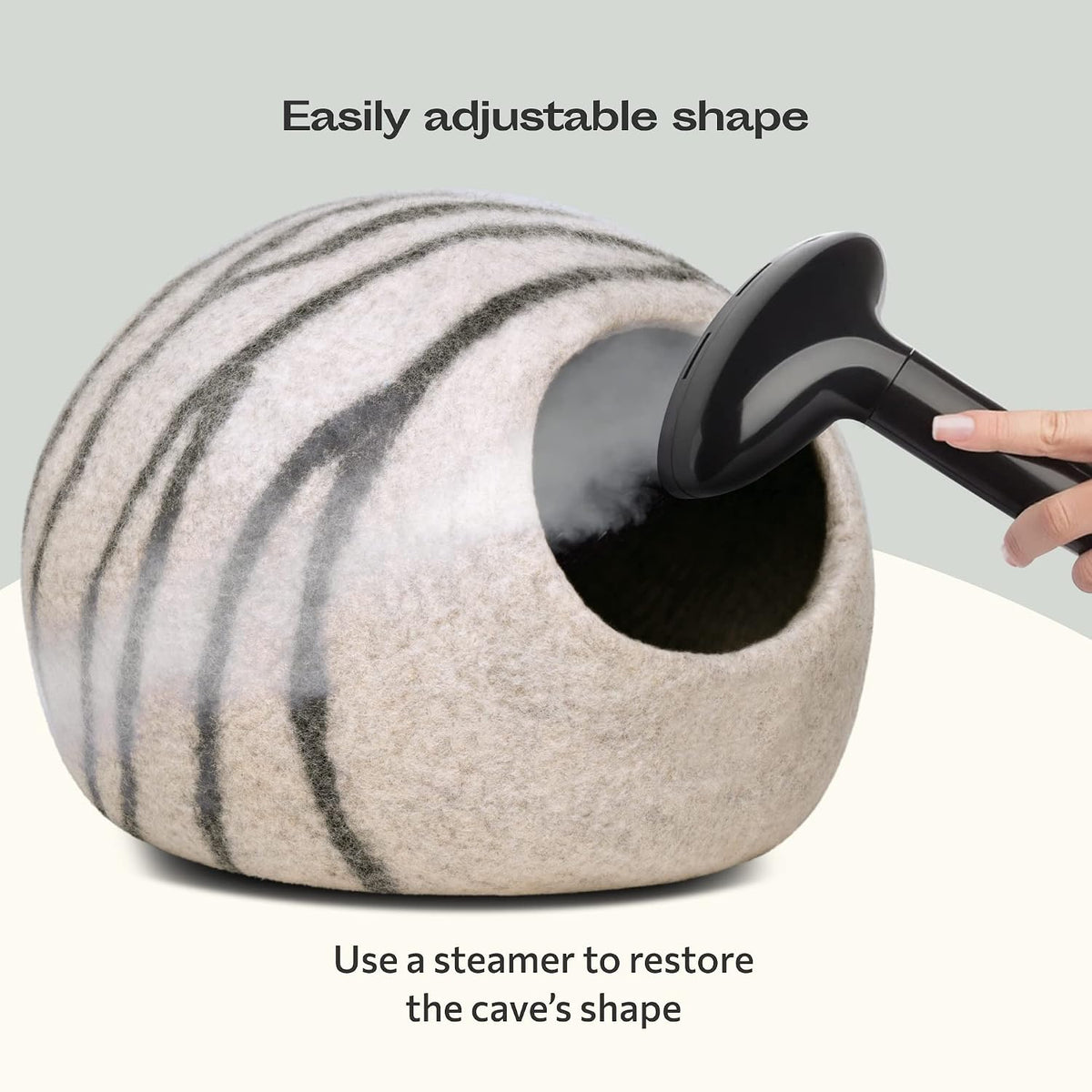 Cat Cave – Natural Wool – Self-Warming Hideaway for Indoor Cats & Kittens