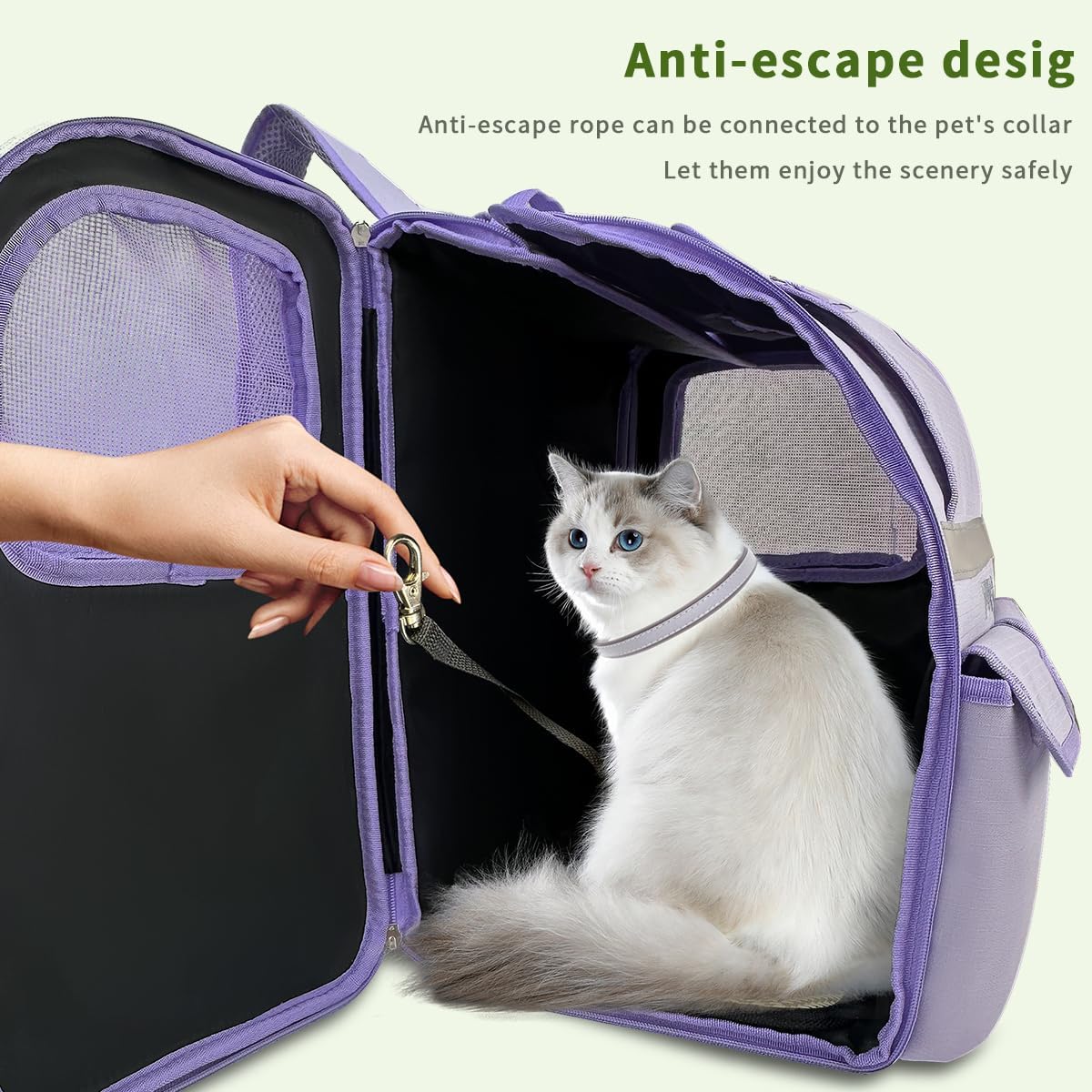 Cat Backpack Carrier,Pet Backpack for Small Dogs, Medium Cats, Maximum Weight 16 lbs,Sunshade and Breathable Dog Backpack Carrier,Ergonomic 3D Design for Hiking,Camping and Vet Visits (Green)