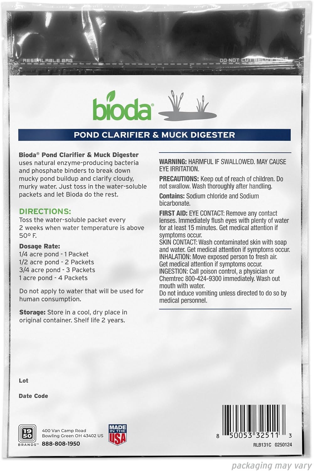 Bioda Pond Clarifier & Muck Cleaner, 12 Count, Keeps Ponds Clear, 6 Months